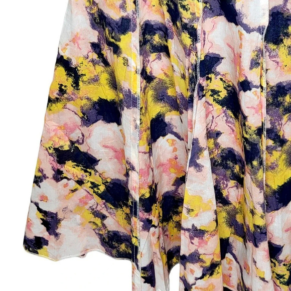 FOCUS 2000 Women's Floral Tie Dye Cotton Pleated Paneled Full Skirt Size 10 Pink - Picture 4 of 10